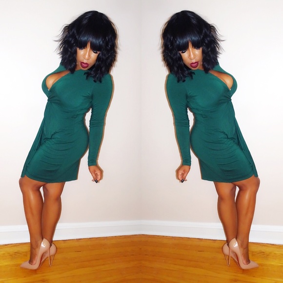 Bebe Hunter Green Bodycon Dress - Picture 2 of 2