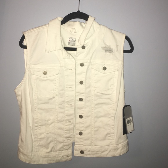 Guess White Denim Vest