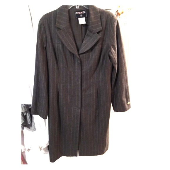 Chanel blazer in charcoal with white pinstripe