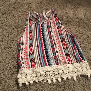 Red white and blue girls muscle tee