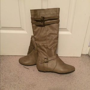 Mid calf tan boots
