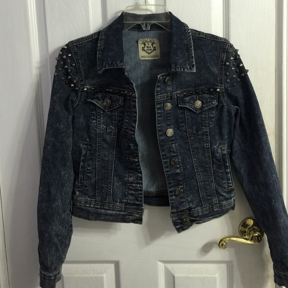 Acid washed, studded denim jacket