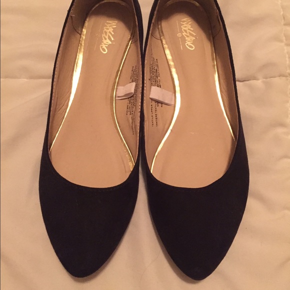 Black gold studded flats