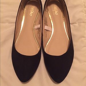 Black gold studded flats