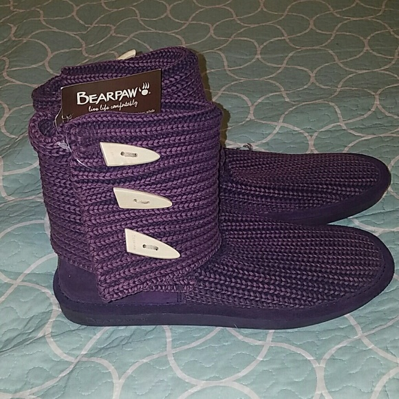 Purple knit Bearpaw boots