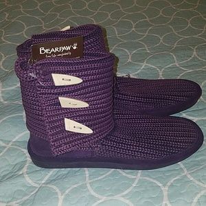 Purple knit Bearpaw boots