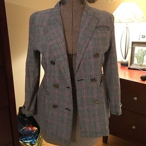 Black and pink plaid blazer