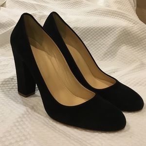 Suede J Crew Block Heel pump