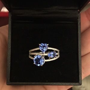 Sterling Silver Quartz Tanzanite diamond ring