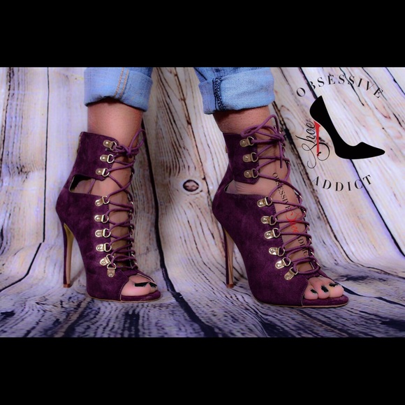 Liliana Leather Lace Up Open Toe Heel
