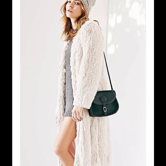 UO ECOTE furry duster long coat NWT neutral/beige