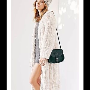 UO ECOTE furry duster long coat NWT neutral/beige