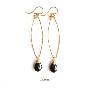 Black Spinel & Gold Earrings