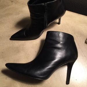 Black leather ankle boots