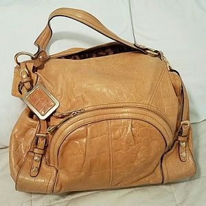 B Makowsky tan embossed leather large hobo