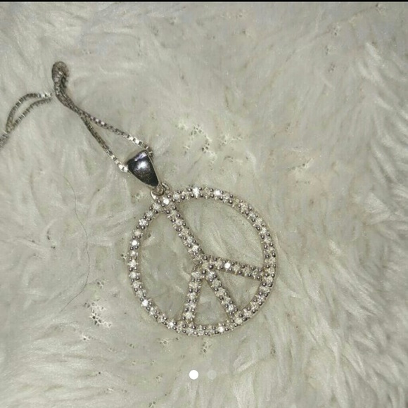 CZ Peace Sign Necklace