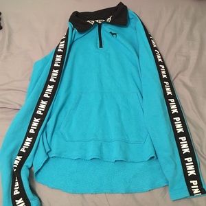 Light blue pink hoodie.