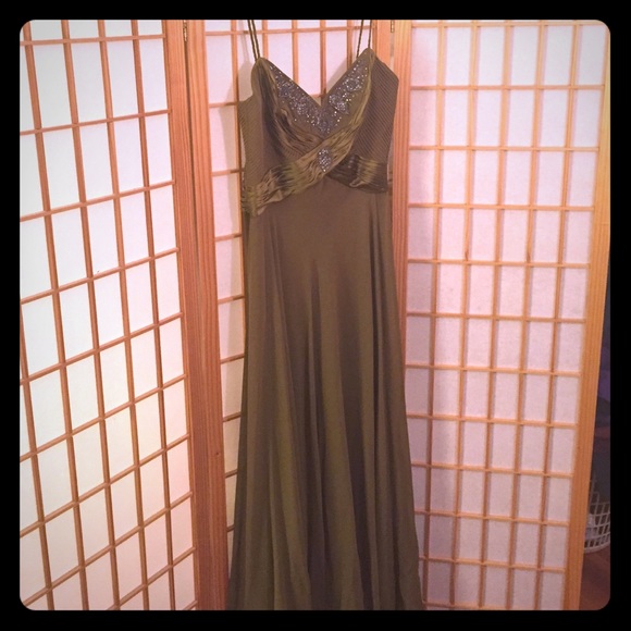 Badgley Mischka olive green gown. Size 8