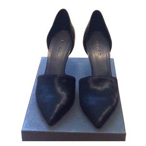 Vince Claire Black Pony Hair Heels. New in Box 7