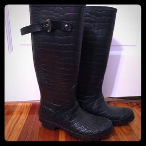Black italian rubber rain boots