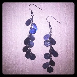Blue and silver dangling earrings