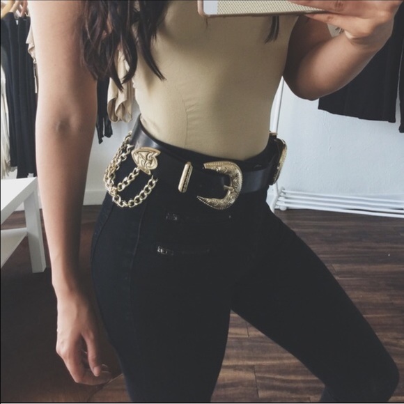 NWOT Double Buckle Gold Chain Belt