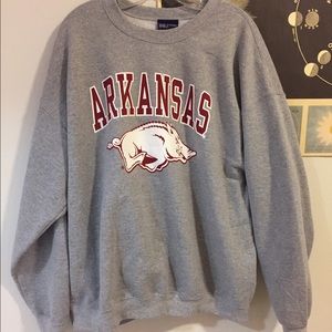 Arkansas razorback grey crew neck sweatshirt