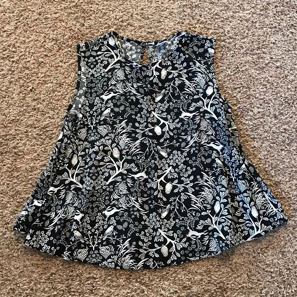Old Navy Black and White Woodland Bird Tank