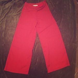 Maroon, high waisted, Wide leg pants