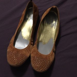 Leather studded flats