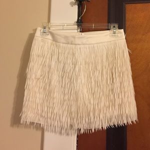 Cream fringed mini skirt