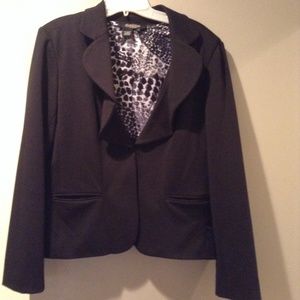 Draped-Collar Jacket, Black, Size M