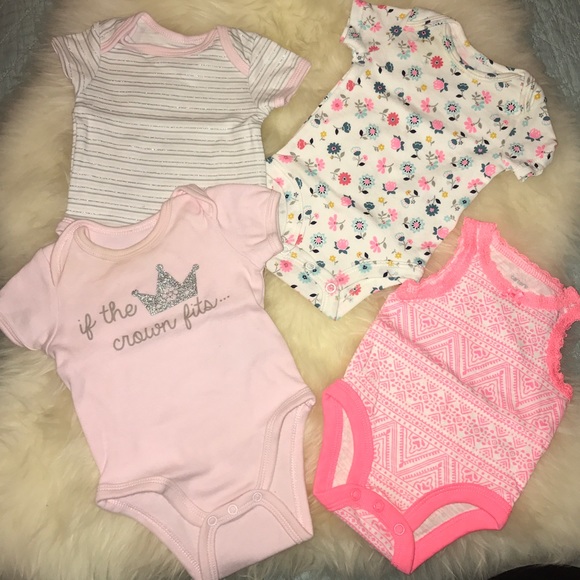 4 baby girl NEWBORN onesies