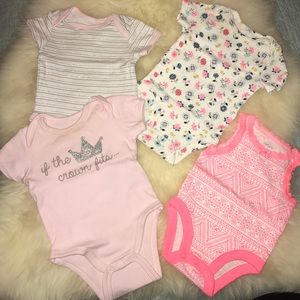 4 baby girl NEWBORN onesies