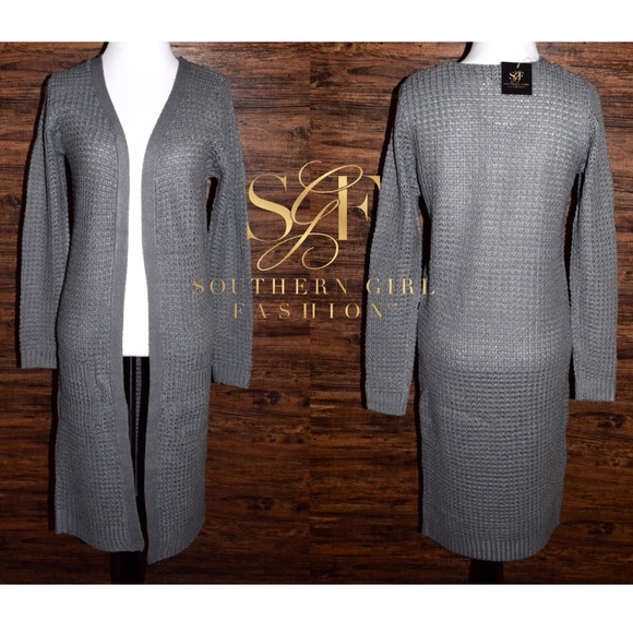 MAXI CARDIGAN Loose Knit Long Drape Sweater Jacket - Picture 3 of 4