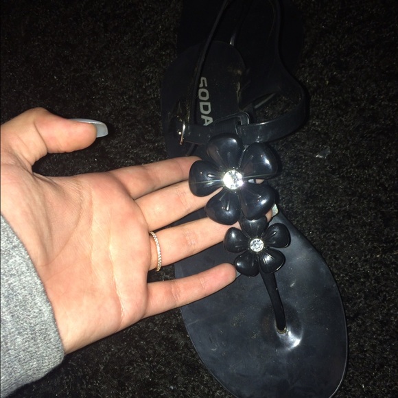 Black Flower Sandals - Picture 1 of 1