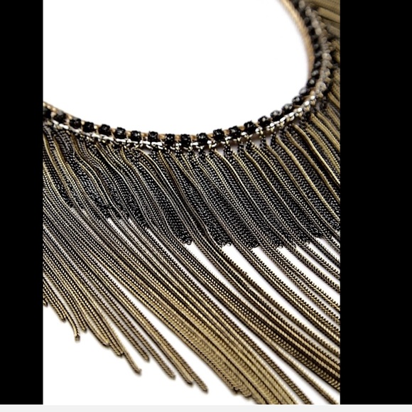 Free People Fringed Chain brass gunmetal necklace - Picture 3 of 4