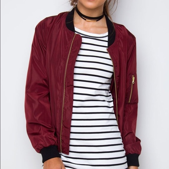 Burgundy Bomber Jacket 💕