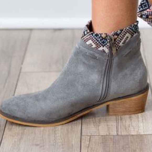 Willow Grey Printed cuff Booties - Picture 3 of 4