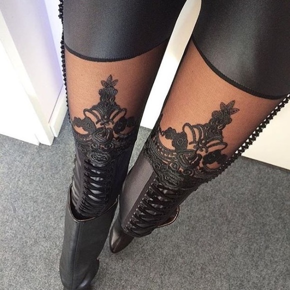 🎉 Host Pick🎉 JUST IN! Leather and Lace Leggings - Picture 4 of 8