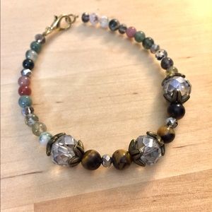 Awkwardly earthy stone and crystal bracelet