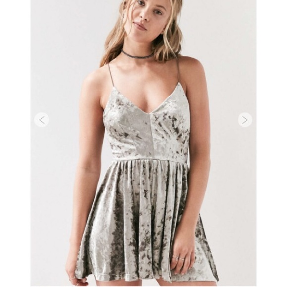 grey / silver velvet romper