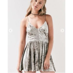 grey / silver velvet romper