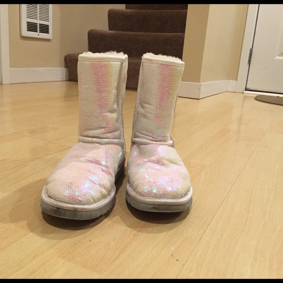White sparkly UGGS