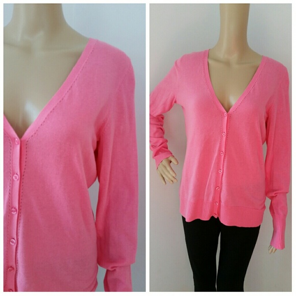 Lilly Pulitzer L Hot Pink Cardigan V Neck