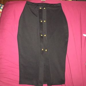 Boohoo Button Detailed Nautical Midi Skirt