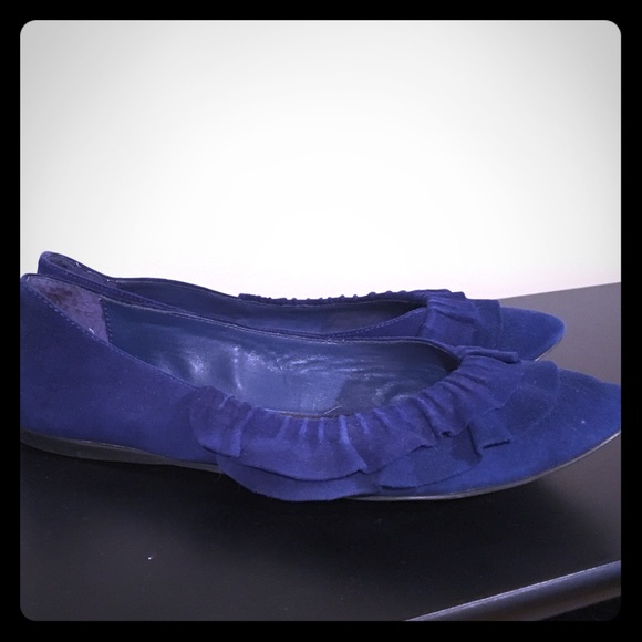 Steve Madden Blue Suede Ruffle Flats