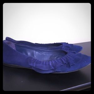 Steve Madden Blue Suede Ruffle Flats
