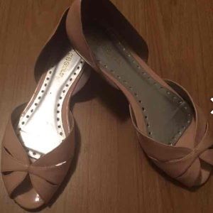 BCBGirls Patent Nude Peep Toe Flats