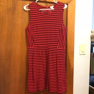 J. CREW Red & Navy Striped Skater Dress - Size M